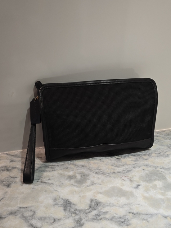Coach Handbags - Coach Black Canvas And Leather Wristlet
